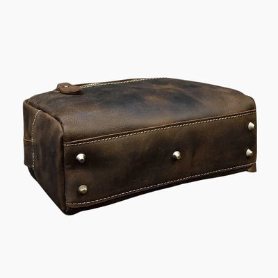 Trousse de toilette homme cuir vintage marron foncé