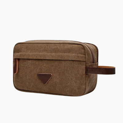 Trousse de toilette homme double zip marron - À vos trousses