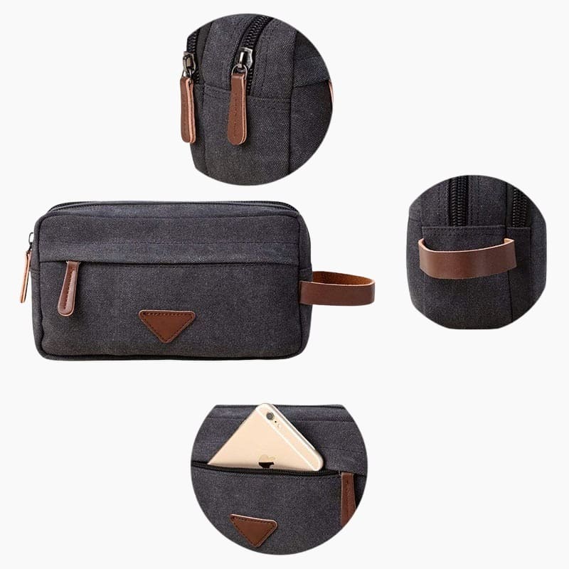 Trousse de toilette homme double zip noir - À vos trousses